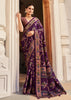 Royal Purple Floral Printed Soft Silk Saree