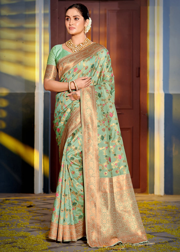 Fair Green Woven Banarasi Silk Saree With Brocade Blouse
