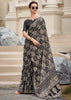 Black Printed Cotton Silk Saree