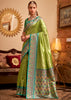 Lime Green Woven Banarasi Tissue Silk Saree