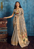 Silver Grey Woven Paithani Tissue Silk Saree