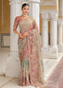 Dry Rose Pink Designer Embroidered Silk Saree