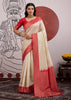 Red Border Ivory Woven Banarasi Silk Saree