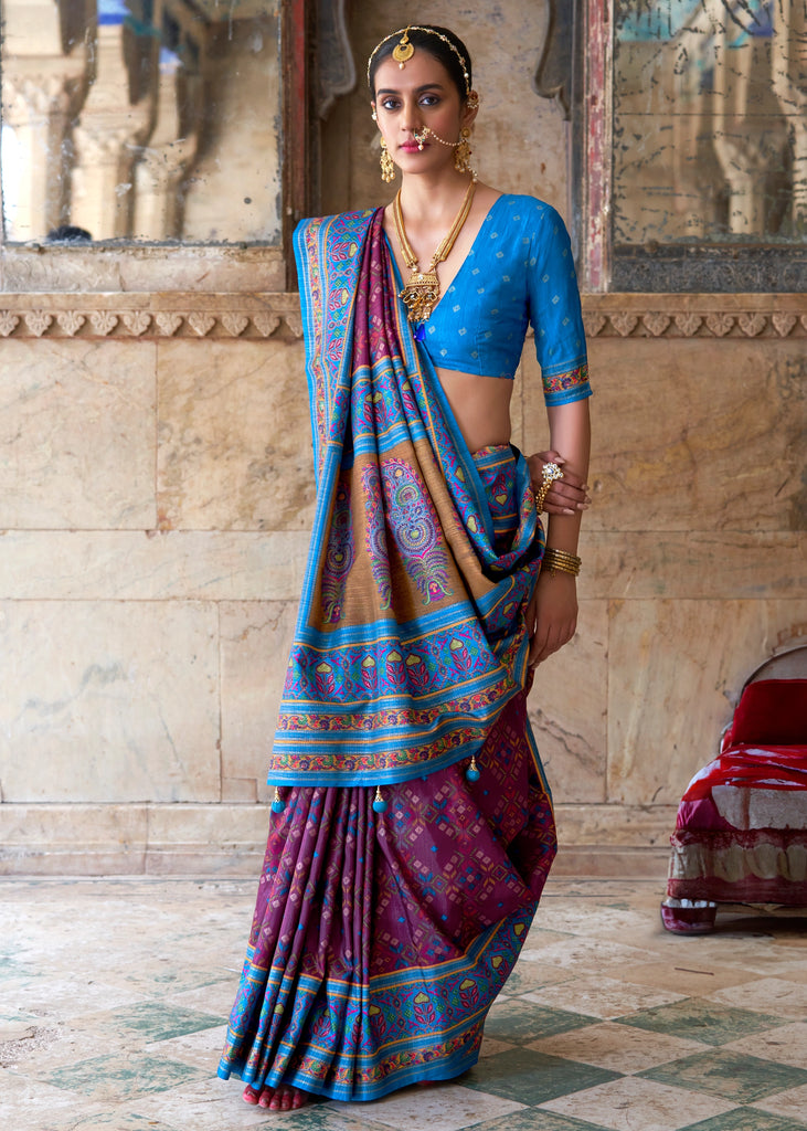Royal Purple Patola Printed Silk Saree