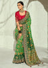 2-Shades Green Embroidered Georgette Bandhej Saree
