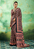 Black And Red Printed Satin Silk Saree