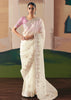 Off White Embroidered Designer Silk Saree