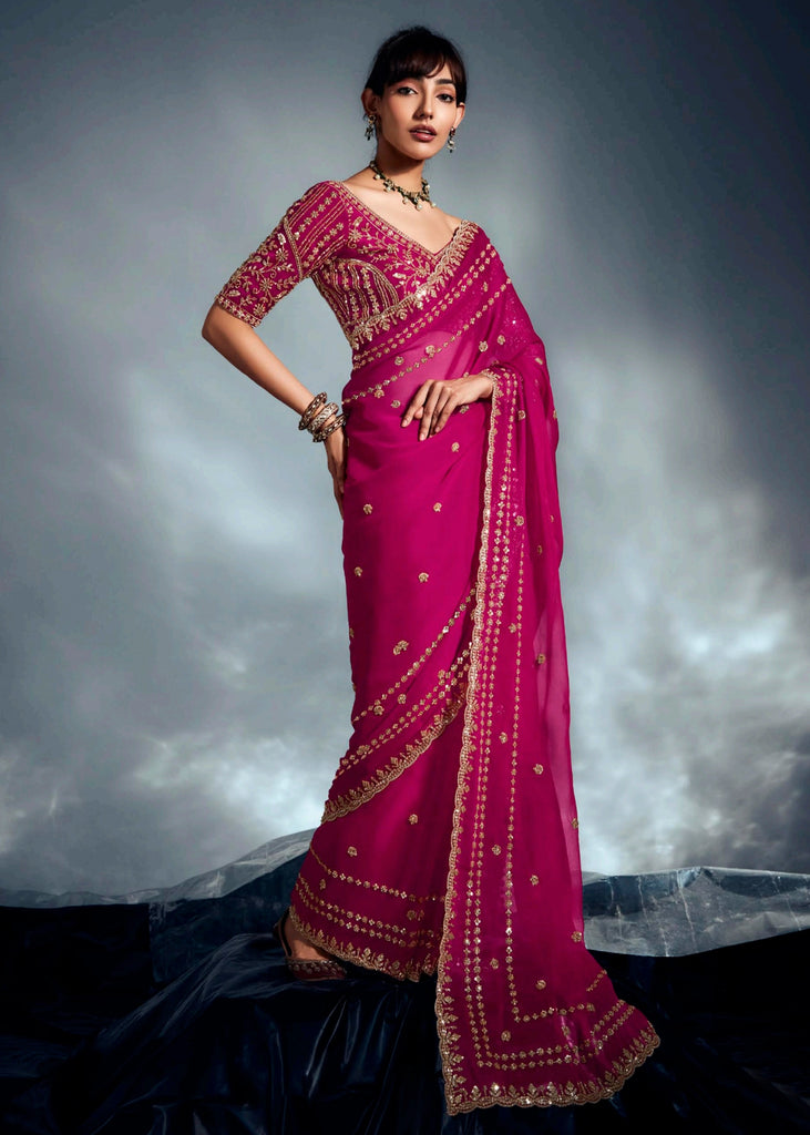 Princess Pink Designer Silk Saree