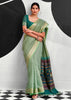 Mist Green Woven Linen Cotton Silk Saree