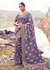 Lilac Purple Woven Embroidered Tissue Silk Saree