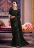 Jet Black Embroidered Tissue Designer Saree