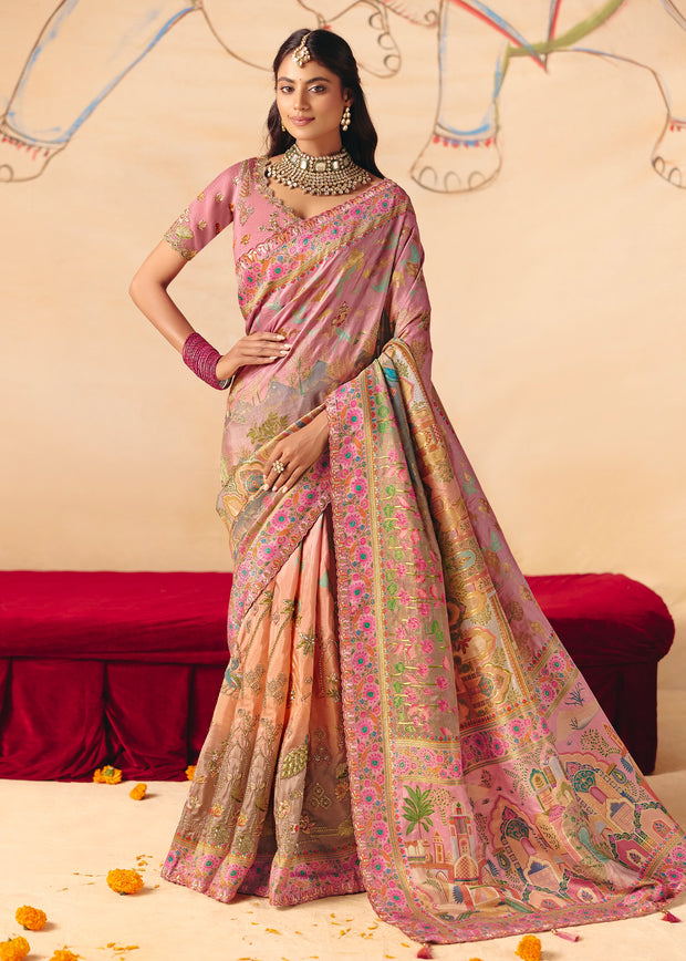 Opera Pink Designer Embroidered Saree
