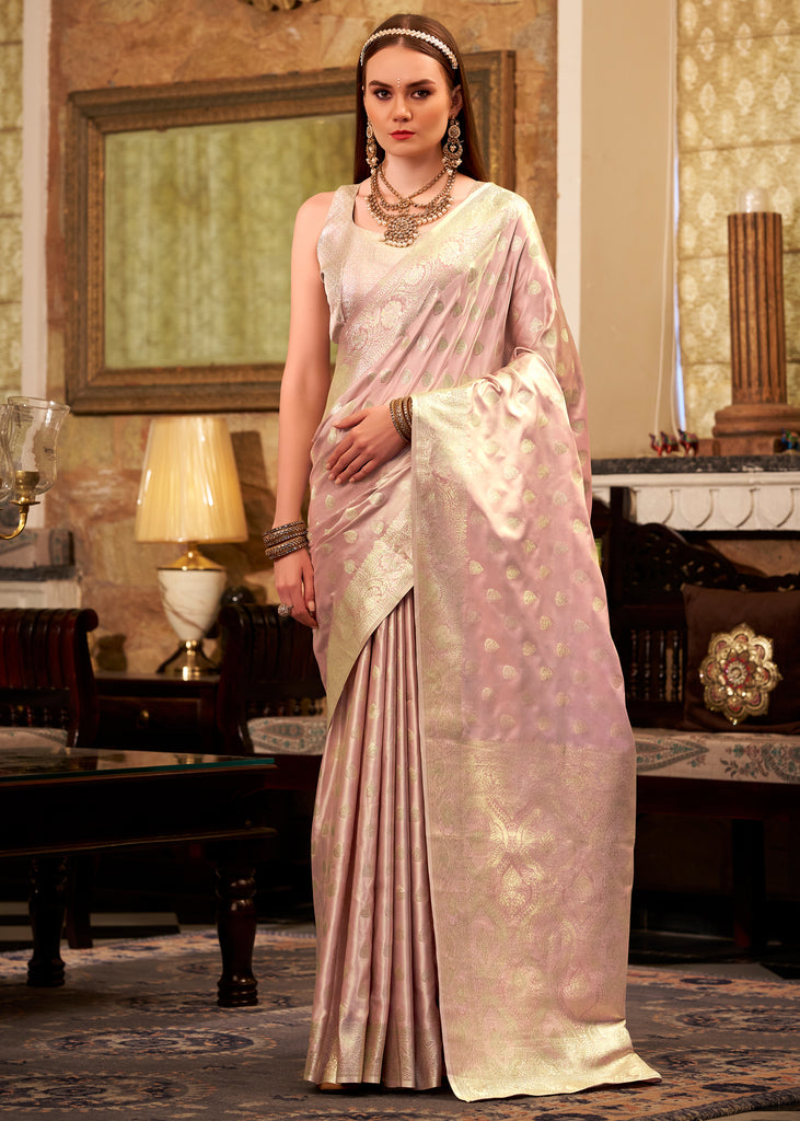 Delight Pink Woven Banarasi Sain Silk Saree