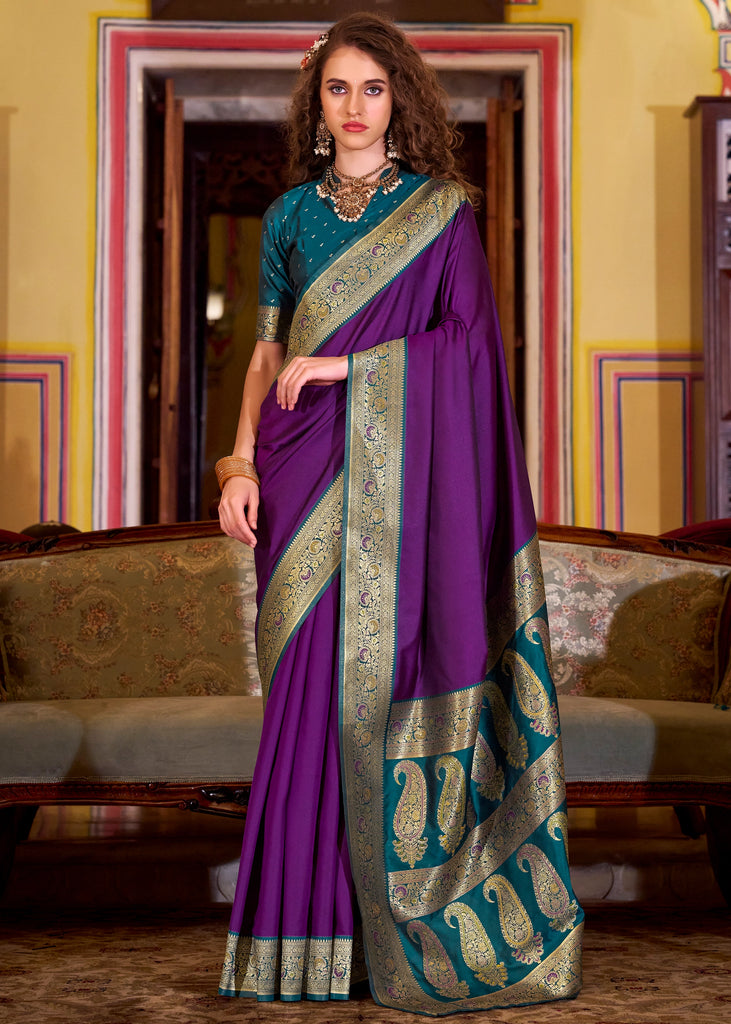 Royal Purple Banarasi Soft Silk Saree