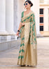 Aqua Green Woven Cotton Linen Silk Saree