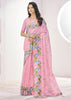 Baby Pink Woven Linen Silk Saree