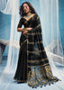 Black Woven Munga Cotton Saree