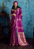 Magenta Purple Woven Banarasi Satin Silk Saree