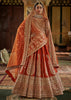 Rust Orange Heavy Embroidered Designer Lehenga