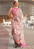 White And Pink Woven Banarasi Tissue Silk Saree