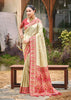 Beige And Red Woven Banarasi Silk Saree