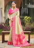 Beige Pink Woven Banarasi Silk Saree