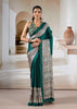 Antique Green Printed Satin Silk Saree