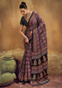 Black Printed Satin Silk Saree