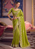 Pistachio Green Embroidered Tissue Designer Saree