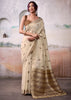 Beige Woven Banarasi Cotton Silk Saree