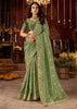 Stone Green Embroidered Tissue Designer Saree