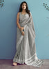 Powder Grey Woven Linen Silk Saree