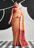 Orange Woven Linen Cotton Silk Saree