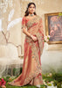 Peach Pink Embroidered Designer Saree
