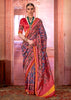 Blue And Red Printed Patola Silk Saree