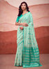 Aqua Green Woven Cotton Silk Saree