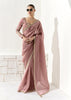 Mauve Pink Designer Organza Tissue Silk Saree