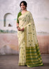 Cream Woven Banarasi Cotton Silk Saree