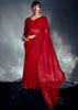 Poppy Red Designer Silk Saree