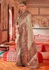 Beige And Black Printed Kashmiri Jamewar Saree