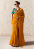 Mustard Yellow Designer Organza Tissue Silk Saree With Printed Blouse