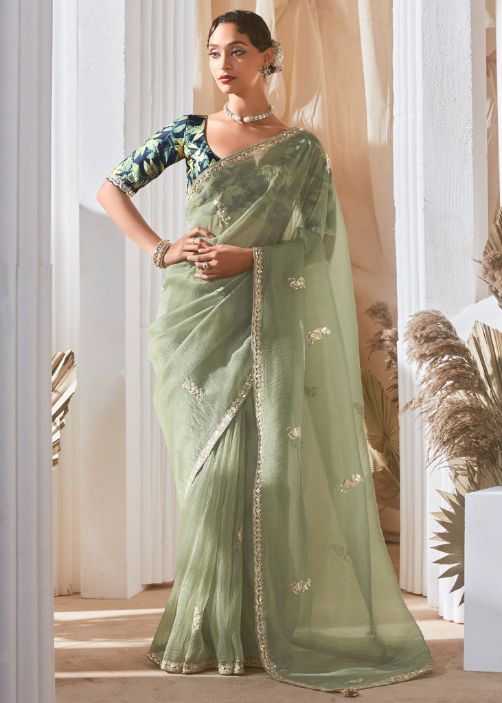 Saga Green Designer Silk Saree