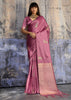 Mauve Pink Woven Banarasi Satin Silk Saree