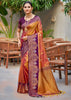 Orange And Purple Dual Tone Woven Banarasi Silk Saree