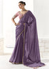 Paisley Purple Designer Organza Tissue Silk Saree