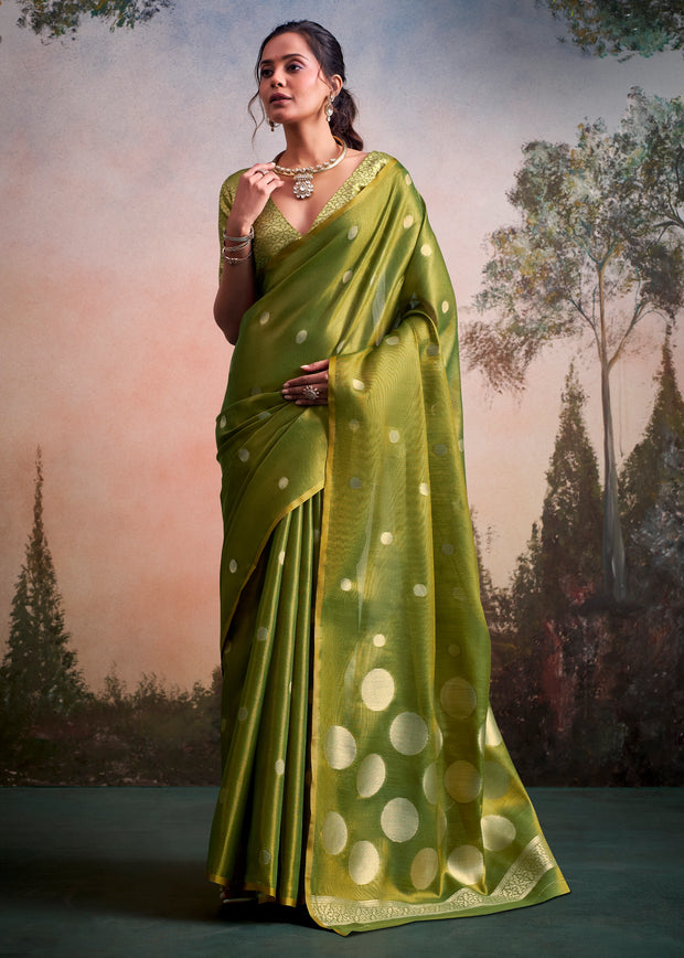 Light Green Woven Tissue Silk Saree
