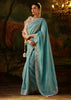 Powder Blue Embroidered Tissue Saree