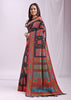Phantom Black Woven Linen Cotton Saree