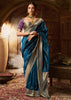 “Exclusive Offer” : Peacock Blue Woven Banarasi Silk Saree