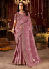 Mauve Purple Embroidered Tissue Designer Saree